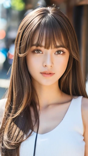 Highest quality, 8K, ,masterpiece :1.3)), Completely naked、Full body photo、nude、In-person audience,((Whole body 1.2)) ,Beautiful woman, Wide Shot ,One girl, , ,, restaurant , Brown Hair , bangs,Highly detailed face, Highly detailed lips, Fine grain, double eyelid、Show hairless genitals、Shaved