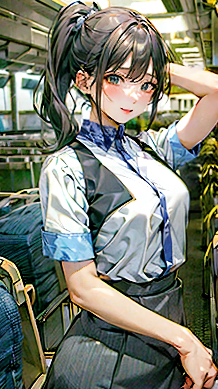 School、White shirt、Black Skirt、airport、multiple、ponytail、Harem、orgasm