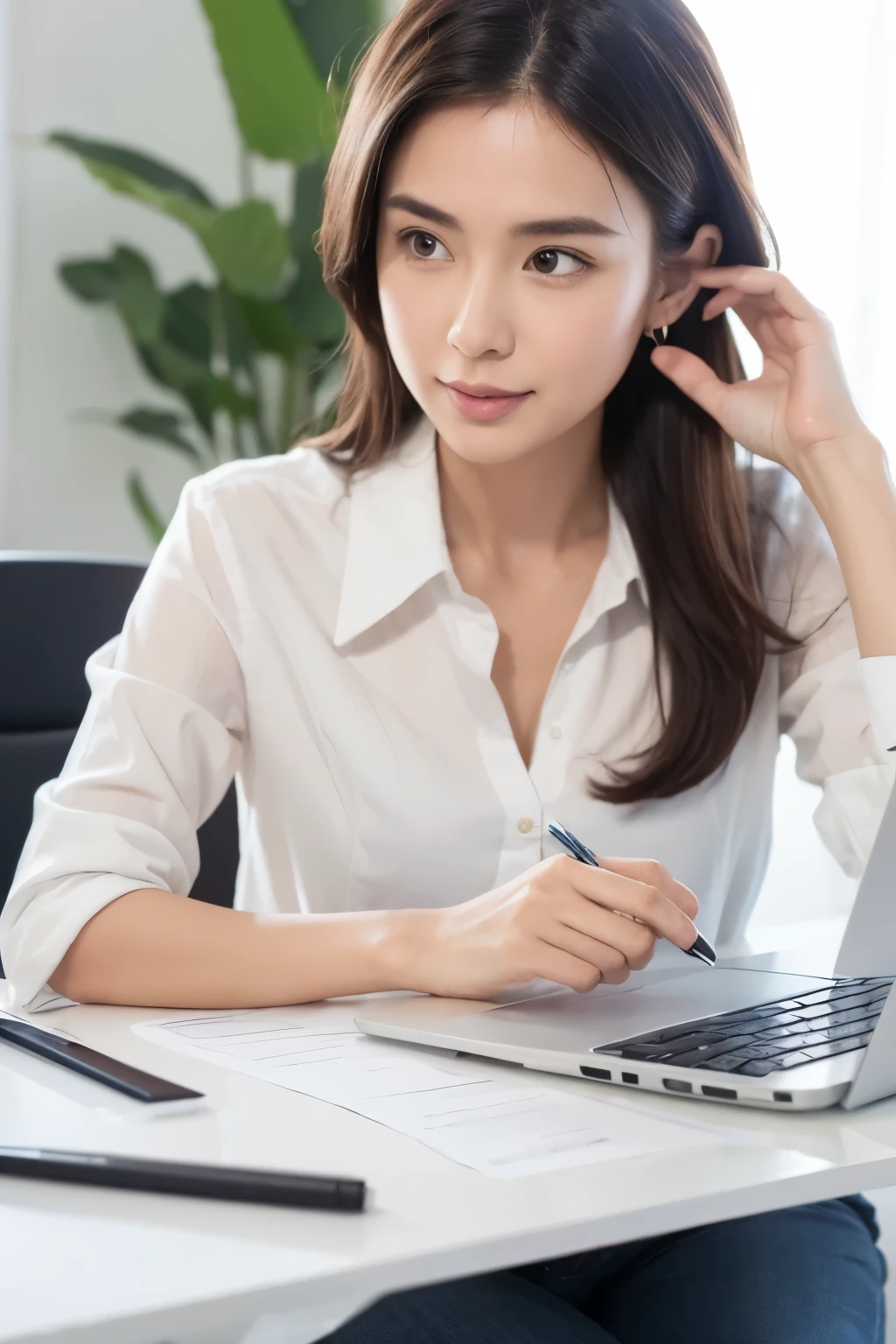 Woman having an online meeting