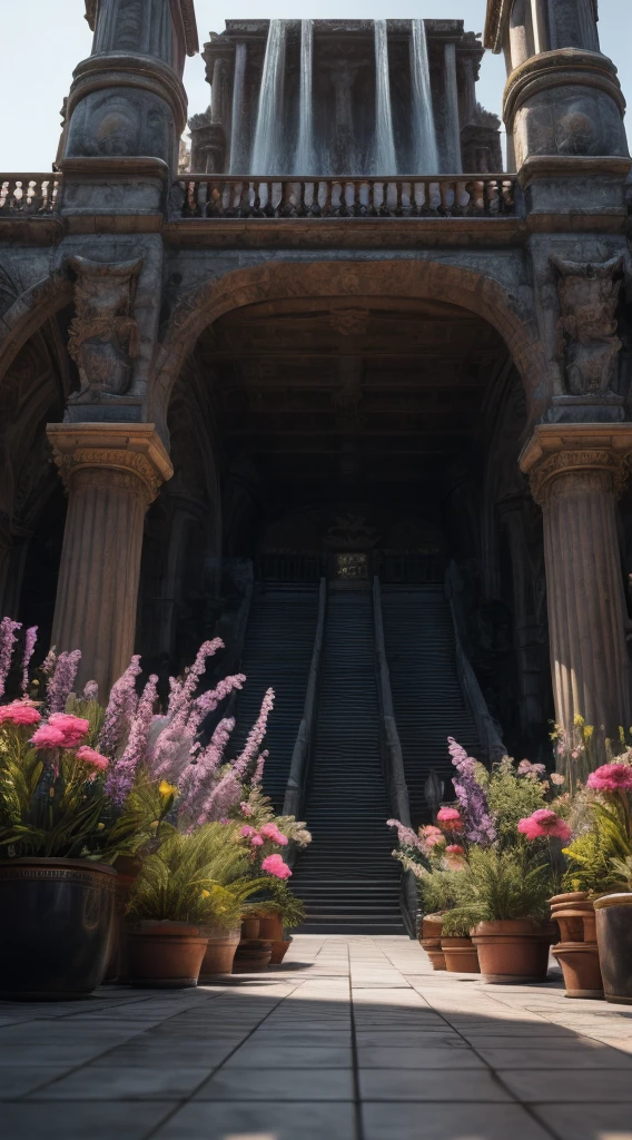 A large museum hall filled with framed photographs, where a stunning scene unfolds as a girl from one of the photographs goes out to pick flowers at dusk. She playfully scatters them across the museum floor. The air is filled with a cascade of gifted flowers, with rich skin texture and a real, detailed element , the image features a close-up, photo-style shot, showing the girl's stunning eyes and intricate skin detail, shot in ultra-high resolution 8k. The detailed street background adds to the photorealistic quality."