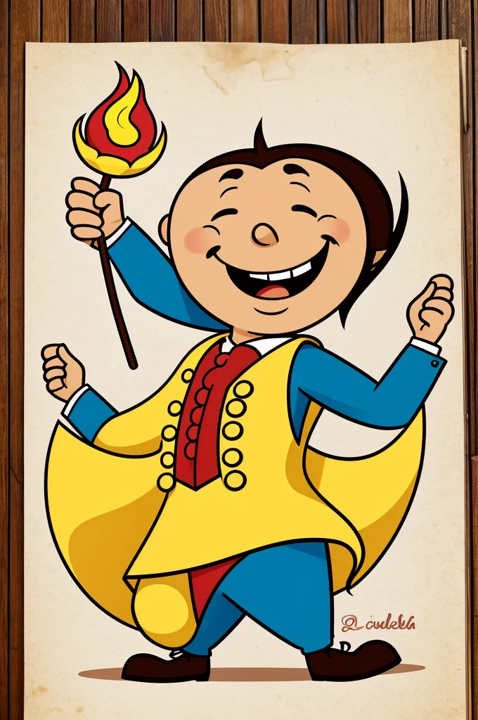 Make me a cartoon drawing of a corzuela very happy