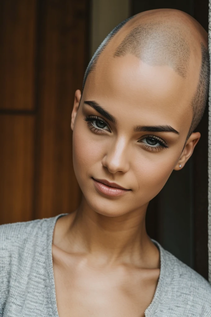 Beautiful girl with bald head