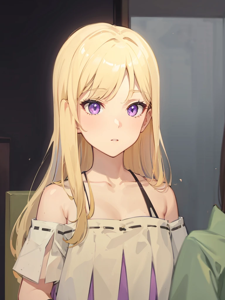 Blonde longhair, purple eyes, japan girl.