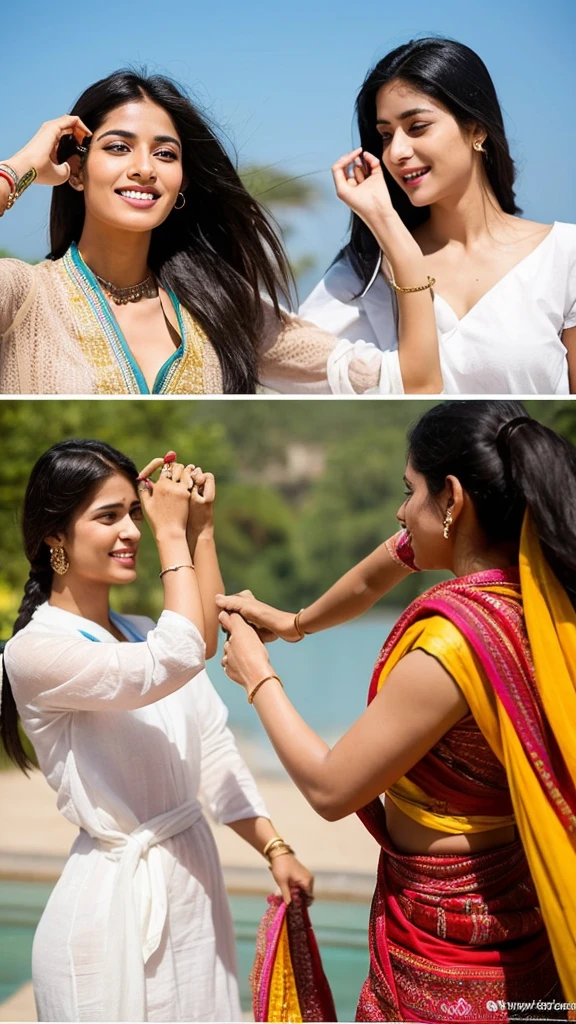 Indian women exude a captivating beauty that transcends mere physical appearance. With their mesmerizing almond-shaped eyes, fair skin tones  and long, luscious hair, they possess an innate allure. Beyond their stunning exterior, Indian women are characterized by their strong cultural heritage, warm hospitality, and deep-rooted family values. Their resilience, determination, and ability to overcome obstacles reflect inner strength and grace. Embodying wisdom, spirituality, and creativity, they bring depth and richness to every interaction. With a blend of intelligence, ambition, and a good sense of humor, Indian women navigate life's challenges with grace and charm. Their compassion, empathy, and willingness to lend a helping hand showcase the true essence of their beauty, making them not only aesthetically pleasing but also profoundly admirable individuals.