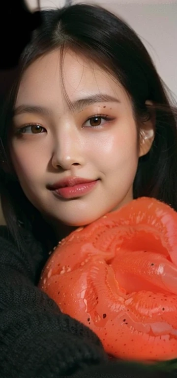 Best quality, masterpiece, ultra high res, (photorealistic:1.4), raw photo,1girl, solo, realistic, lips, looking at viewer, teeth, long hair, parted lips, nose, upper body, brown hair, simple background, brown eyes, black dress,