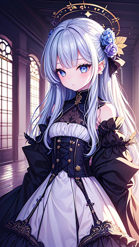 ((best quality)), ((masterpiece)), (detailed), une fille, visage parfait, Longhaire, ((golden hair)), curly hair, decorated cheveux, ultramarine blue eyes,(

Name: Kokoro Kairyū
Element: verdanthia
Description: Kokoro Kairyū, also known as the Celestial Whisper, is a gentle and ethereal young girl with an unassuming elegance about her. Her piercing blue eyes seem to hold a thousand secrets, and her raven-black locks cascade down her back like a waterfall of night. When she gazes directly into the camera, the room is filled with an unearthly serenity, as if the very essence of the stars has descended upon the mortal realm. The delicate butterflies that flutter around her may also be a symbol of the liberation she brings to those who cross her path. Her attire, a stunning ensemble of white and black, is as delicate as a snowflake and as resilient as the celestial body it resembles.


)

