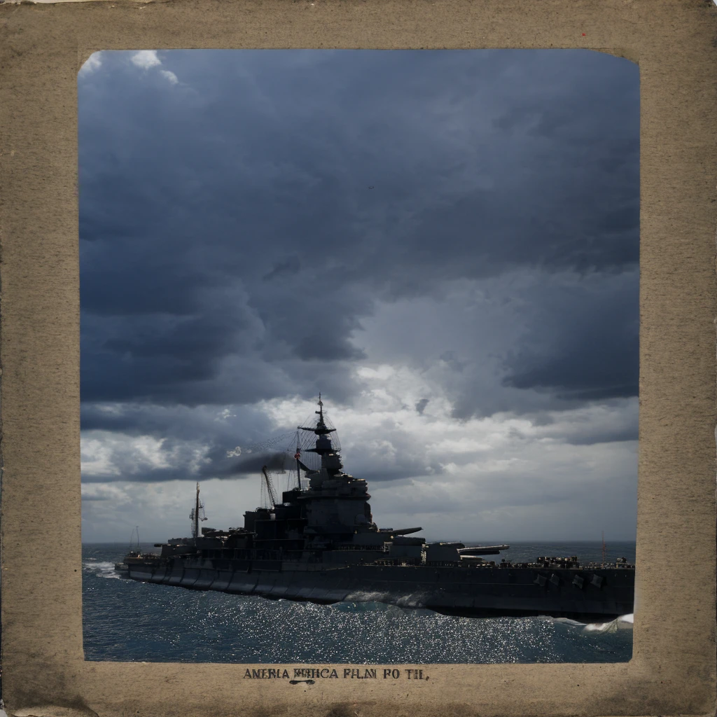 American warship, photo couleur, imposing