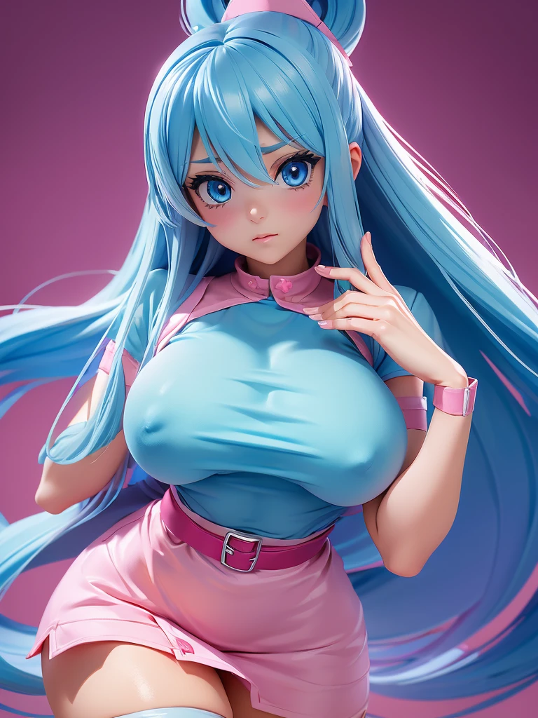 (Photos in RAW format, Best quality), (and souls: 1.2), (Sharp facial features), Aqua Konosuba, 1 woman, Beautiful, (very detailed skin: 1.2), (With teary eyes), (Blue eyes), Ulyubka, clavicle, cute face, Beautiful eyes, Long eyelashes, ((perfect fingers)), Clean hands, (huge breasts:1.2), ((long blue hair)), ((Pink nurse clothes:1.2, pink stockings)), (((Beautiful breasts))), Examination room background, soft lighting, hands on the belt, high quality, professional lighting, photon mapping, physically based rendering, Perfect limbs, Ideal Anatomy, anatomically correct,