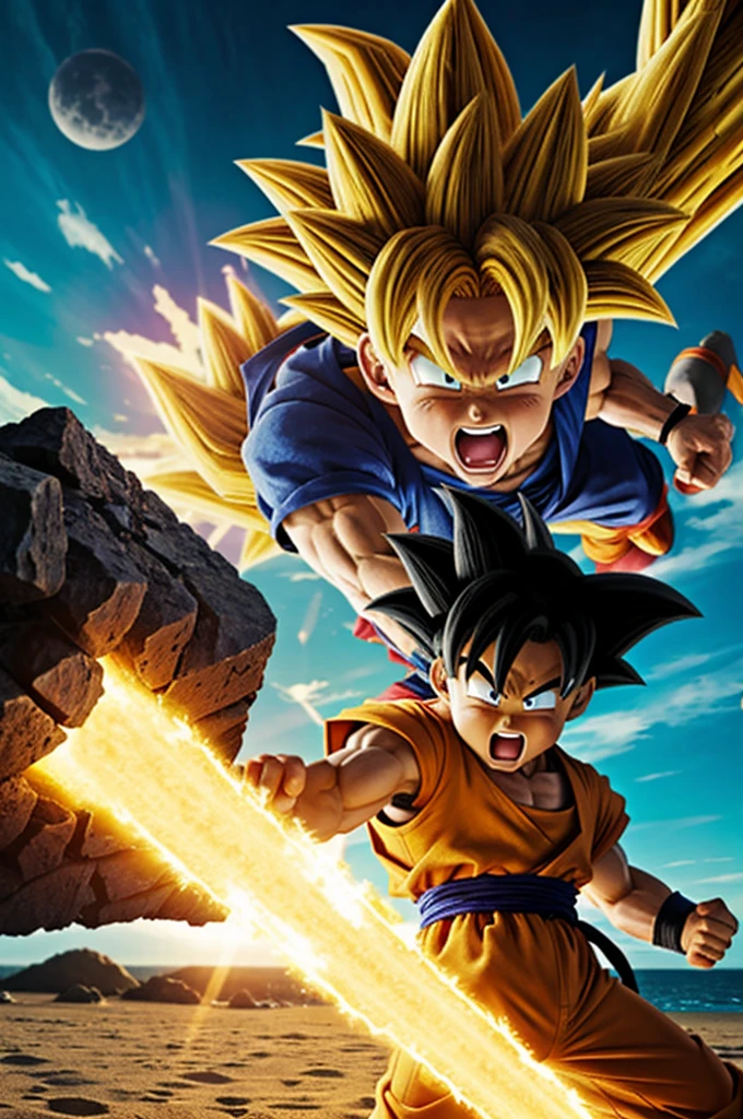Goku super saiyan fighting spongebob