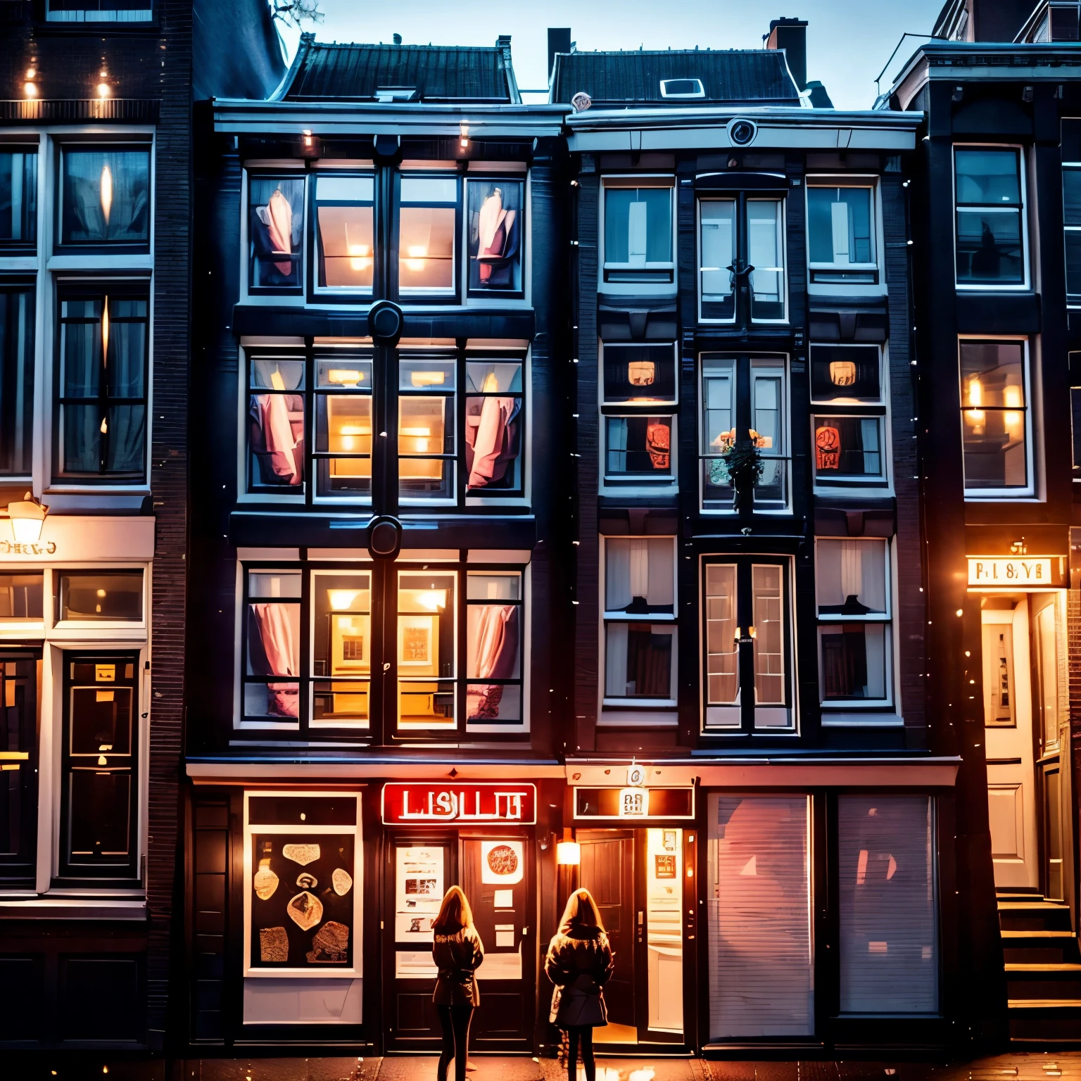 ((ExtremelyDetailed (4 windows of Amsterdam's Red Light District:1.37) (Stunning girls are trapped inside individual windows))), (masterpiece 8K TopQuality) (ProfessionalPhoto:1.37), ZoomLayer, (ZoomedOut:1.28, wide-angle) View Though Shop window from busy sidewalk, (Girl Visible Though show window Glass with Reflections)
