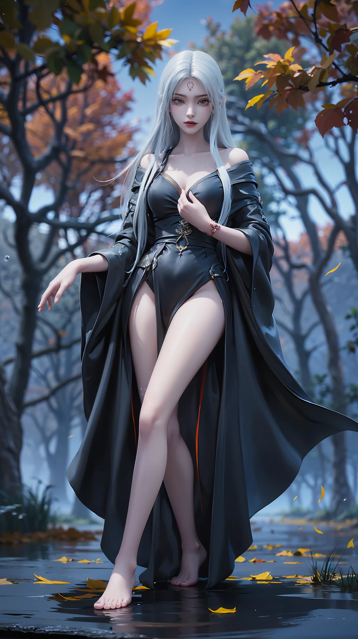 girl,girl在水上下, diving, I have a perfect face, Eye, income, diving,Underwater深处,Underwater,break in,Ton de Aso cage overall, hair,exquisite bare feet,Smooth thighs,精緻的五官和美麗的Eye bodyesbian,while lying down,Smooth thighs,Lace Skirt,dress,(((White long hair))),(((绿色Eye)),((Black robe)),((Place one hand on your chest))