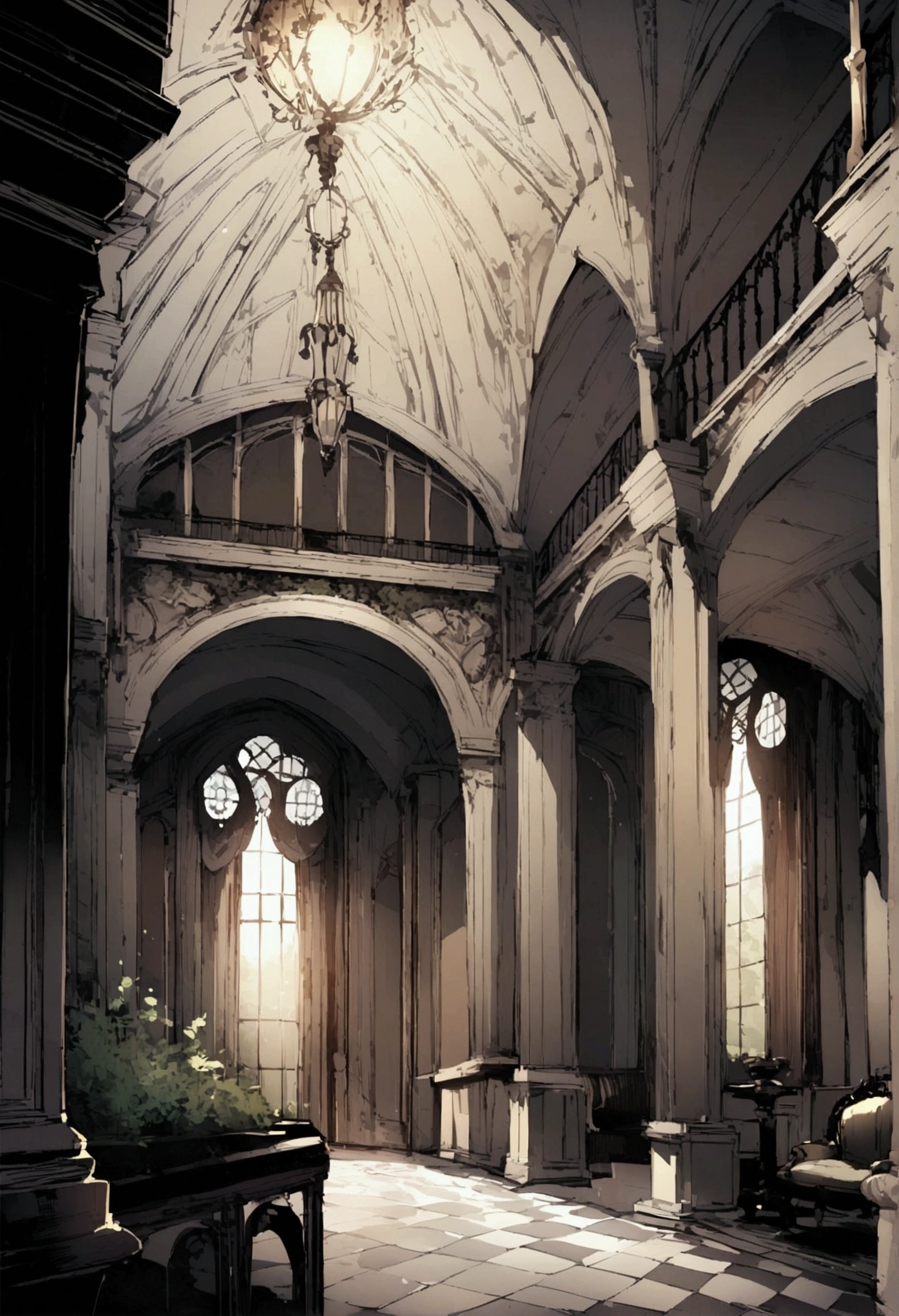 Interior of a Victorian Gothic Mansion, hinterland, mansion, castle,