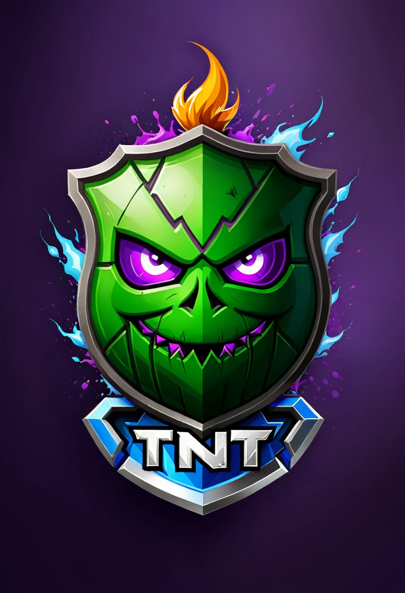 TNT ESPORTS LOGO - brand logo is a grenade with an evil face along with the shield. 