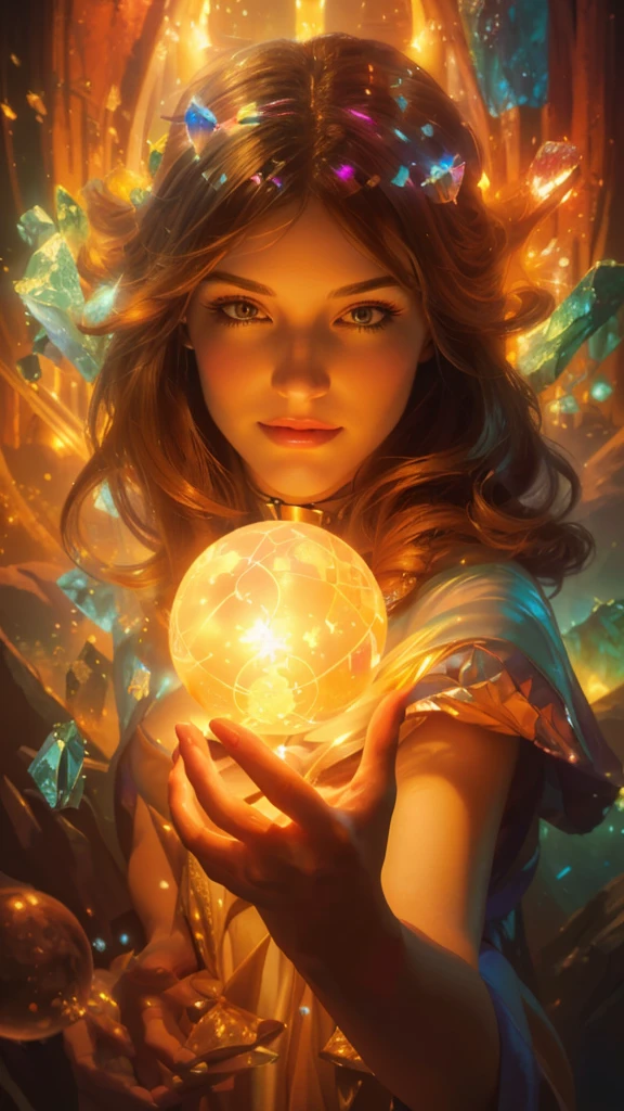 Picture of a woman holding a crystal ball, Has magical powers, Rob Ray, Artgerm Julie Bell Beeple, Beeple and Jeremiah Kettner, inspired John Foster, Cyril Rolland and M. W Karuta, Cyril Rolland and M.W Karuta, Heather Soler, John Foster