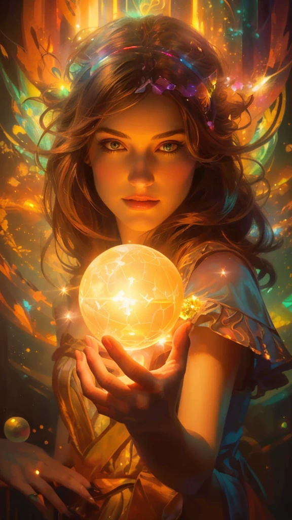 Picture of a woman holding a crystal ball,  Has magical powers, Rob Ray, Artgerm Julie Bell Beeple, Beeple and Jeremiah Kettner, inspired John Foster, Cyril Rolland and M. W Karuta, Cyril Rolland and M.W Karuta, Heather Soler, John Foster