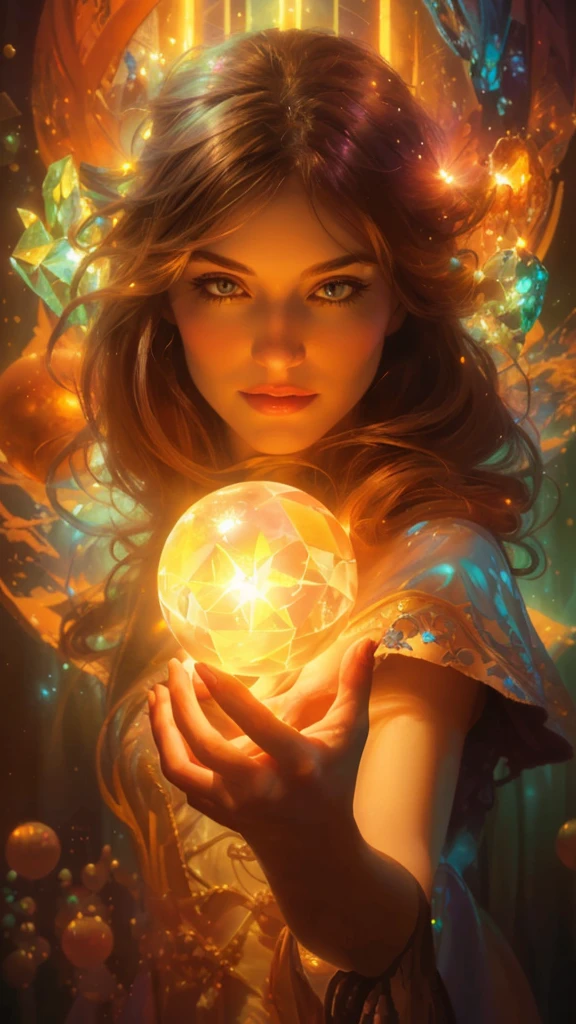 Picture of a woman holding a crystal ball,  Has magical powers, Rob Ray, Artgerm Julie Bell Beeple, Beeple and Jeremiah Kettner, inspired John Foster, Cyril Rolland and M. W Karuta, Cyril Rolland and M.W Karuta, Heather Soler, John Foster