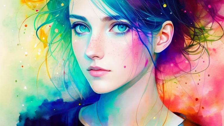 woman with agnes cecile, glowing design, pastel colors, ink drops, autumn lights