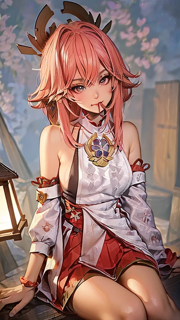 (8K, Highest quality, masterpiece:1.2), (SFW:1.3), (Realistic, photo-Realistic:1.37), Super detailed, 1 Girl,cute, alone,Beautifully detailed skies,Detailed Cafe,night,Sitting,Date,(Red nose),(smile:1.1),(Mouth closed) Medium chest,Beautiful attention to detail,(Collared shirt:1.1), bow tie,Pleated skirt,(short hair:1.2),Floating Hair