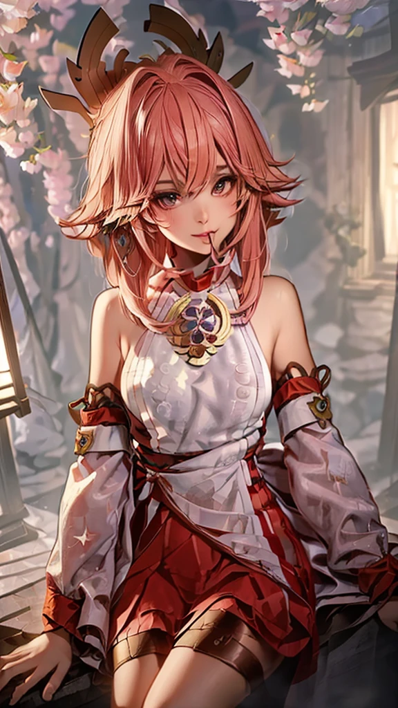 (8K, Highest quality, masterpiece:1.2), (SFW:1.3), (Realistic, photo-Realistic:1.37), Super detailed, 1 Girl,cute, alone,Beautifully detailed skies,Detailed Cafe,night,Sitting,Date,(Red nose),(smile:1.1),(Mouth closed) Medium chest,Beautiful attention to detail,(Collared shirt:1.1), bow tie,Pleated skirt,(short hair:1.2),Floating Hair