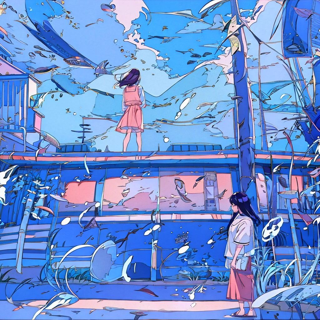 Summer woman standing flowers