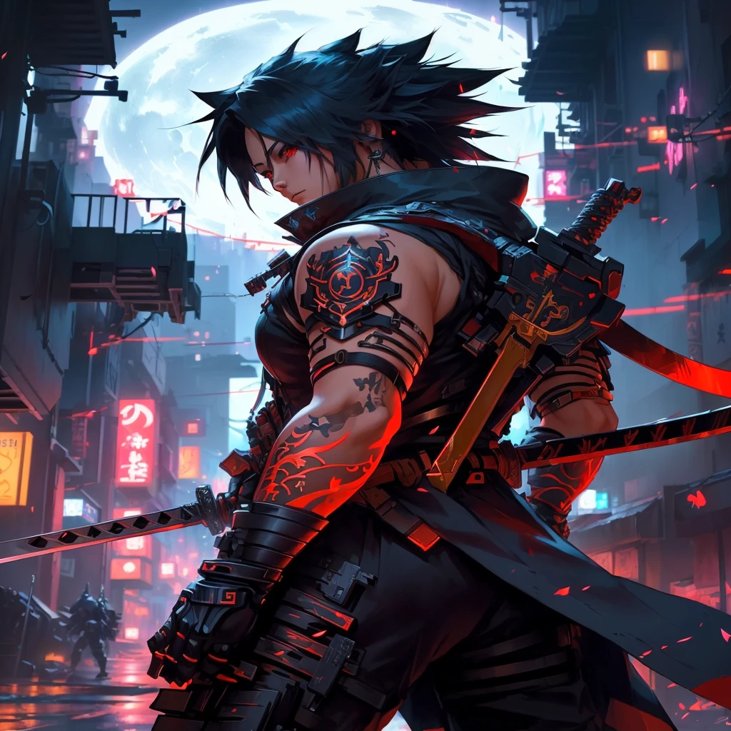 anime character with sword in city at night, badass anime 8 k, anime cyberpunk art, very beautiful cyberpunk samurai, digital cyberpunkart, 