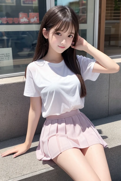 Cute Girls、Idol、high school girl、clear、mini skirt、See-through、sit