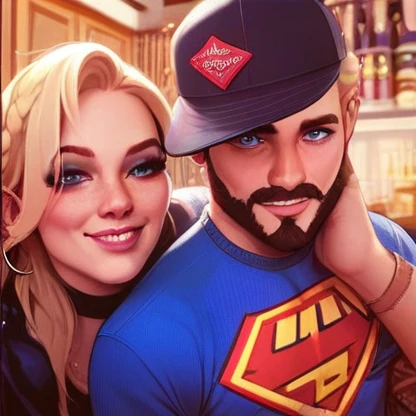 Sexy man hugs sexy blonde woman