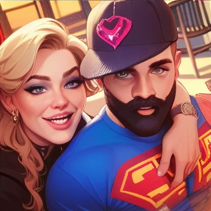 Sexy man hugs sexy blonde woman