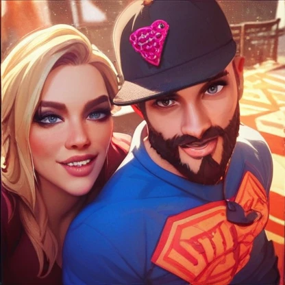 Sexy man hugs sexy blonde woman