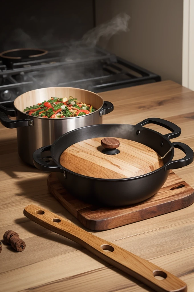 Made from handcrafted carbon steel with wooden handle for cooking