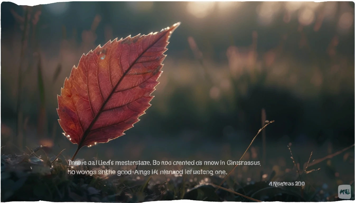 there is a leaf that is sitting on the ground in the grass, masterpiece. rendered in blender, 4 k masterpiece, 4k masterpiece, god\'s creation, masterpiece ; behance hd, close establishing shot, spiritual masterpiece, 2 0 2 1 cinematic 4 k framegrab, 8 k masterpiece, 8k masterpiece, bright light masterpiece, masterpiece 8 k