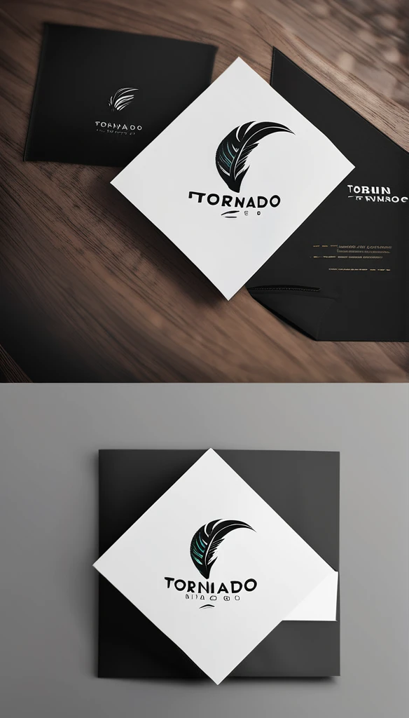 A minimal, modern, simple, cinematic logo design for the brand “tornado". Create a modern, minimalistic, high-quality, logo of a bird feather