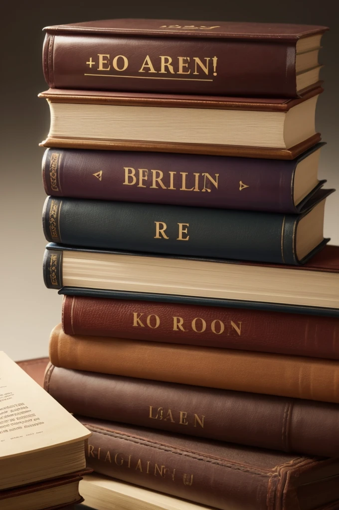 4 stacked books, the top one open, containing the phrase 4 letters in a book