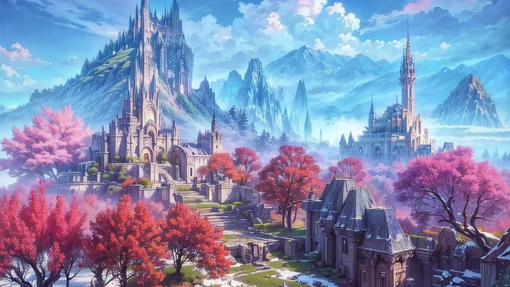 a wallpaper ultra wide angle, fantasy art, RPG art, (best Detailed: 1.5), (UHD: 1.5), (photorealistic: 1.4), mirkw00d, picture of an futuristic elven city built among the forest trees, a city of elves built in the forest, there are many houses built in the massive ancient forest woods, there are elven towers, a massive, elven fortress built on a hill near the city, fantasy elven forest background, sunset, the sun is setting down there are some clouds in the sky, best details, best quality, 16k, (ultra detailed: 1.5), masterpiece, best quality, (extremely detailed), ultra wide shot, photorealism, depth of field, hyper realistic