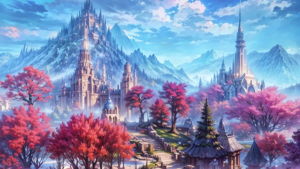 a wallpaper ultra wide angle, fantasy art, RPG art, (best Detailed: 1.5), (UHD: 1.5), (photorealistic: 1.4), mirkw00d, picture of an futuristic elven city built among the forest trees, a city of elves built in the forest, there are many houses built in the massive ancient forest woods, there are elven towers, a massive, elven fortress built on a hill near the city, fantasy elven forest background, sunset, the sun is setting down there are some clouds in the sky, best details, best quality, 16k, (ultra detailed: 1.5), masterpiece, best quality, (extremely detailed), ultra wide shot, photorealism, depth of field, hyper realistic