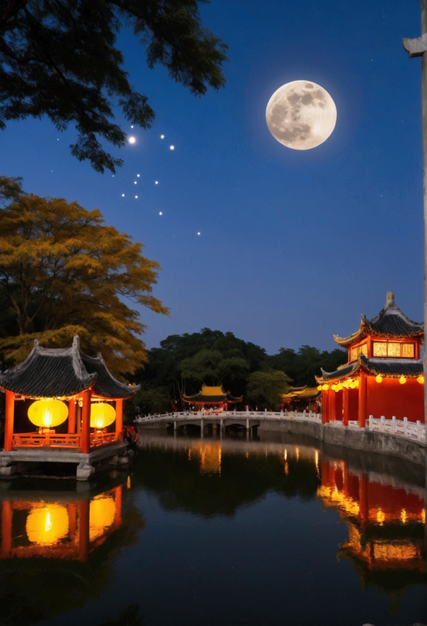 Accurately express "Mid-Autumn Festival National Day.",Full Moon",Photograph the Mid-Autumn Festival Moon in your hometown, the Mid-Autumn Festival may be emphasized, the hometown scenery unique to the National Day