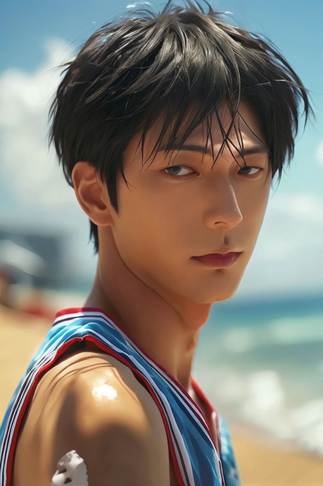 1boy  handsome Aomine Daiki ,beach