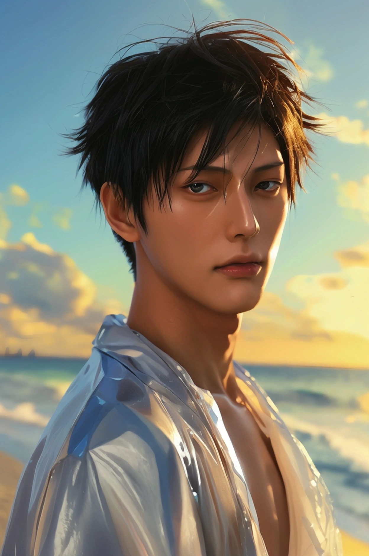 1boy  handsome Aomine Daiki ,beach