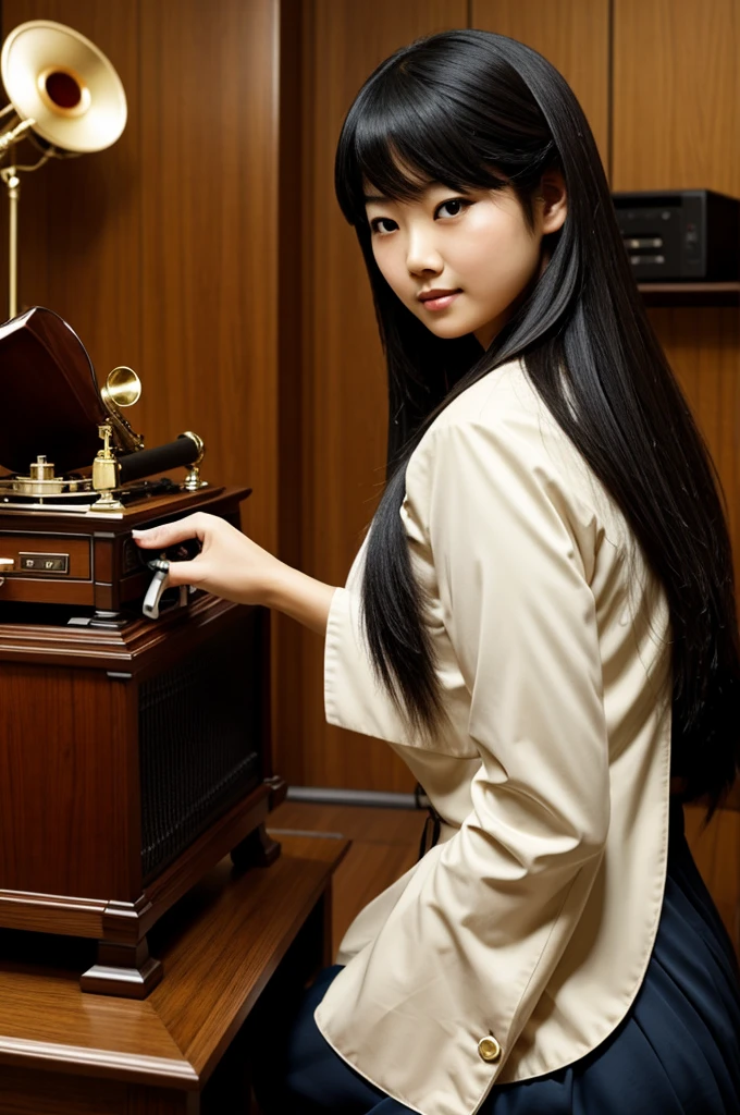 Create phonograph pic with japnees girl