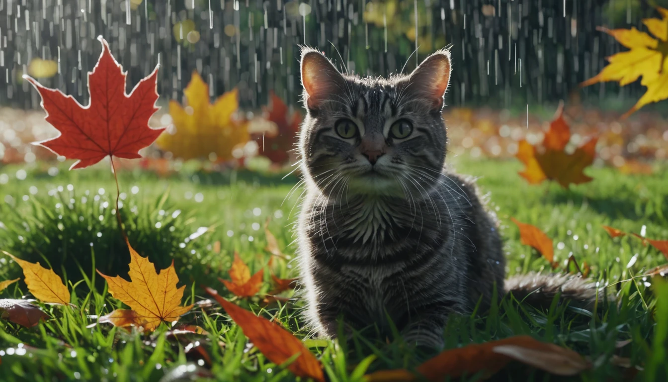 there is a どんぐり that is sitting on the grass, nature documentry footage, youtube video screenshot, today's featured photography 4k, autumn rain turkel, nature photography 4k, november, cinematic widescreen shot, leaves and magic, high quality screenshot, 2 0 2 1 cinematic 4 k framegrab, wide screenshot、雪が薄く積もっている