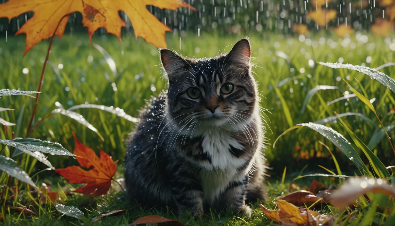 there is a どんぐり that is sitting on the grass, nature documentry footage, youtube video screenshot, today's featured photography 4k, autumn rain turkel, nature photography 4k, november, cinematic widescreen shot, leaves and magic, high quality screenshot, 2 0 2 1 cinematic 4 k framegrab, wide screenshot、雪が薄く積もっている