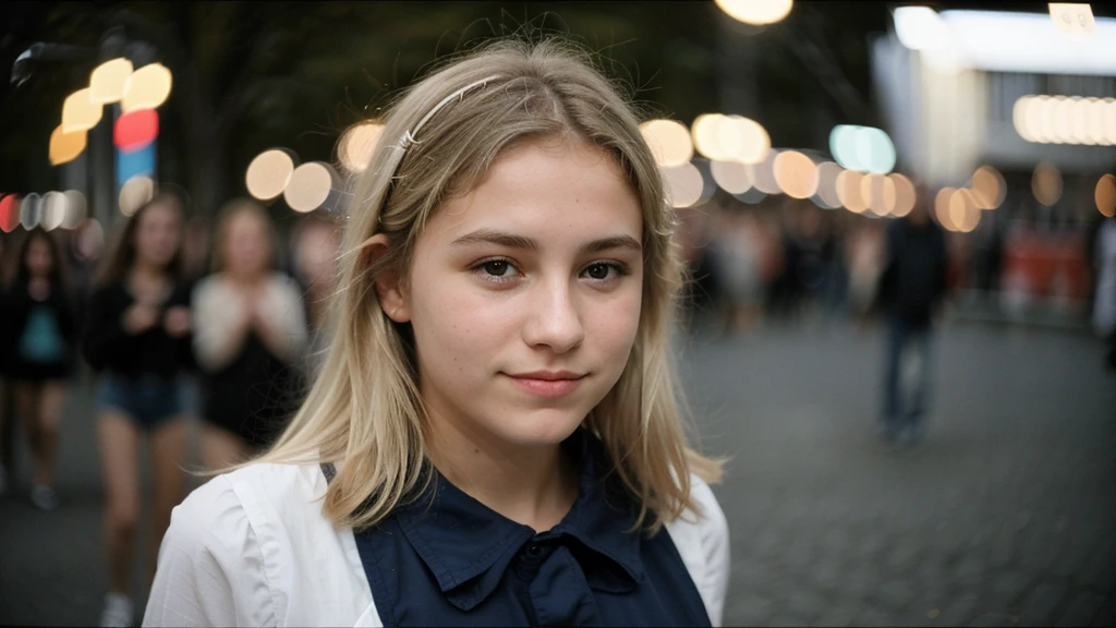 photo polaroïd, photo de nuit, photo de 14ans.ô belle femme BLONDE PETIT sein, peau PALE, bokeh, Flou de mouvement sans sous vetement grosse fesse