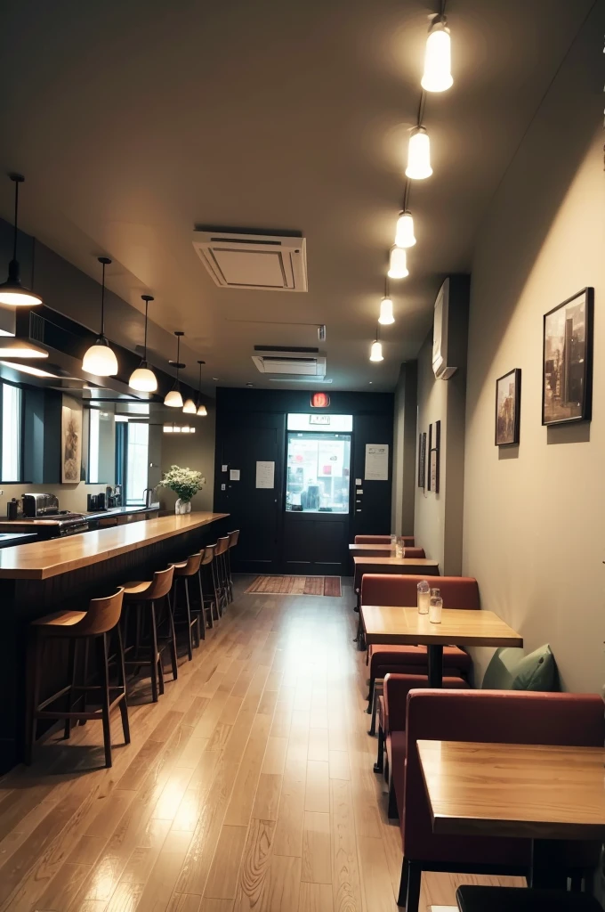 (Highest quality,4K,8K,High resolution,masterpiece:1.2),Super detailed,Realistic,Wide角の,restaurant,Cozy atmosphere,Wooden furniture,Warm lighting,Large windows,Vibrant colors,Delicious food,Mouthwatering display,Exquisite plating,Value Menu,Local ingredients,Unpretentious,invite,comfortable,relax,Calm,Soft background music,Refreshing drinks,Casual Dining Experience,Visible kitchen,Open Floor Plan,Wide々Comfortable seats,Calm色調,Dim lighting,filled with natural light,Plants and greenery,Friendly staff,Welcome entrance,Sleek logo,Neon Signs,Street view,Modern design,Digital Menu,Cozy booth,Shared tables,solid color wall,Accent Wall,Artwork on the wall,City skyline,Unobstructed view,Quiet corner,Wheelchair accessible