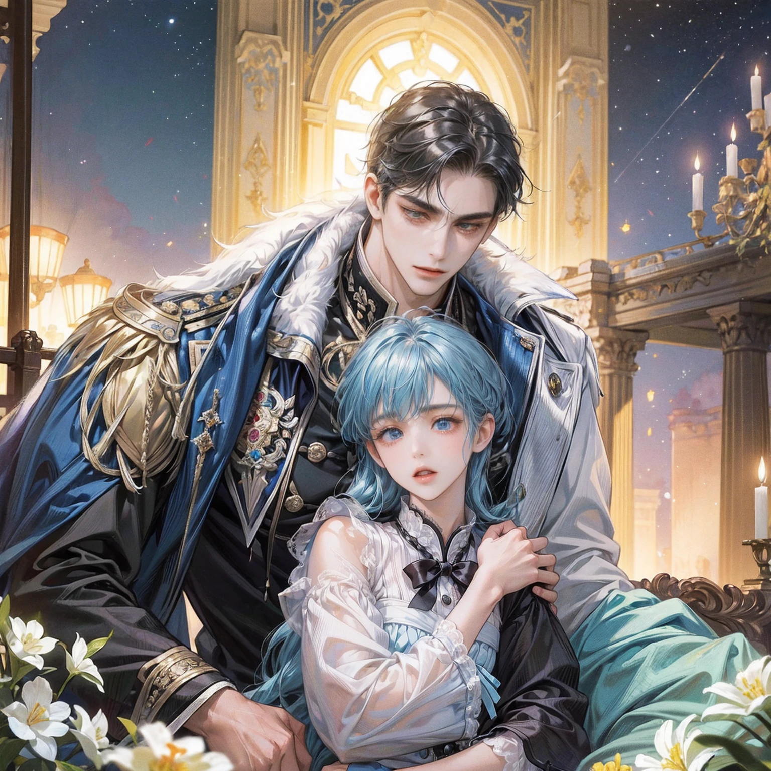 (((masterpiece))), ((Highest quality)), ((Super detailed)), (CG illustration), Happy parent-child scene。The resurrected form of Emperor Constantine and the twins Crispus and Fausta.、Father and son landscape。「Varna, Bulgaria、Under the clear blue sky、A summer evening where a stylish modern mansion shines。As the bright sunlight envelopes the sea and the mansion、A young father in his 30s hugs his twin sons tightly and warmly on his way home from work。The father's face was filled with deep love, retribution and forgiveness.、I can see the look of relief on his face, having overcome his past mistakes.。The children have innocent, naive smiles、He buried his face in his father's shoulder and looked relieved.。Light and shadow gently intersect、A scene that creates a warm and moving atmosphere overall.。」Love。Love, forgiveness, healing and purification。Detailed and delicate。lyrical。Heartful