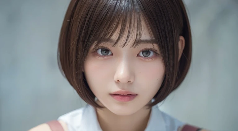 (Bob Cut Hair:1.2),(Wearing school uniform:1.2),1 girl,Japanese,21 years old,(Small breasts:1.3),(Highest quality,masterpiece:1.3,超A high resolution,),(Ultra-detailed,Caustics),(Photorealistic:1.4,RAW shooting,)Ultra-Realistic Capture,Very detailed,High resolution 16K human skin close-up。 Natural skin texture、,Pores、、It needs to be detailed enough to be easily identifiable。 Skin should be even-toned and healthy looking。 Use natural light and colour, Sad expression, Looking at the camera, Perfect dynamic composition, Outdoor