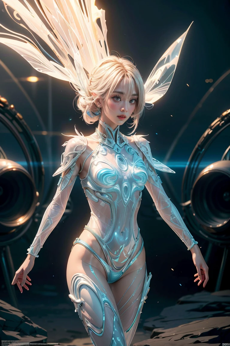 Translucent ethereal alien warrior，ModelShoot style, (Extremely detailed CG unified 8K wallpapers), The beauty of abstract stylization,，surrealism, 8K, Super detail, Best quality, Award-Awarded, Anatomically correct, 16k, Super detail
