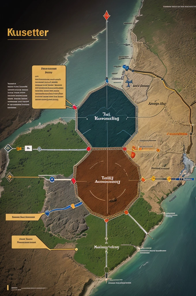 A diagram showing the seven components (King, Minister, Territory, Fortress, Treasury, Army, Allies) with Kautilya pointing to each component.
