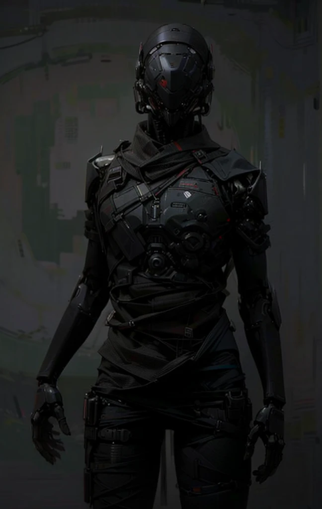 dark_imaginary,cyberpunk,(Saw,Saw man,red:1.1),1man,Mechanical Marvel,Robotic presence,Cyber Guardian, Dark cyberpunk
