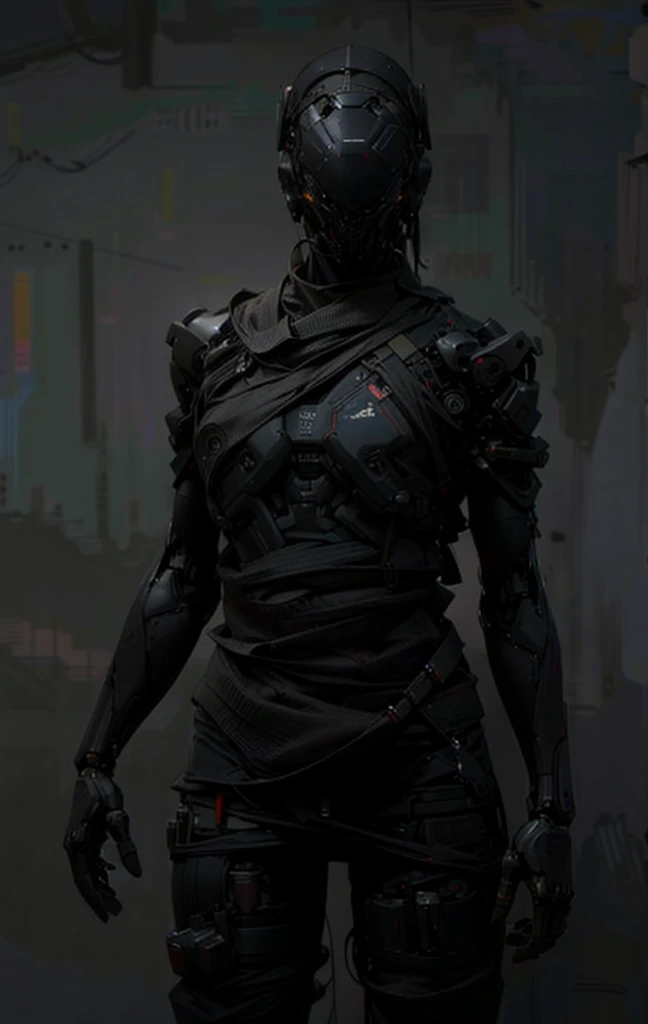 dark_imaginary,cyberpunk,(Saw,Saw man,red:1.1),1man,Mechanical Marvel,Robotic presence,Cyber Guardian, Dark cyberpunk