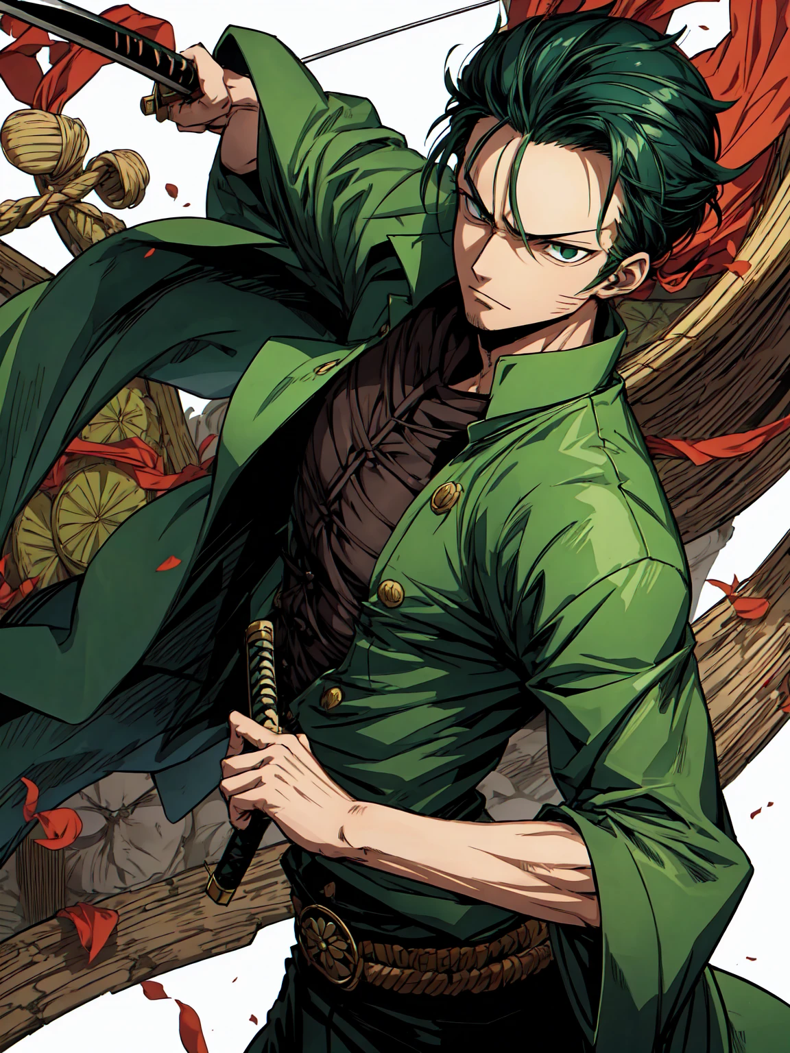 Roronoa Zoro became a vassal of Oda Nobunaga.